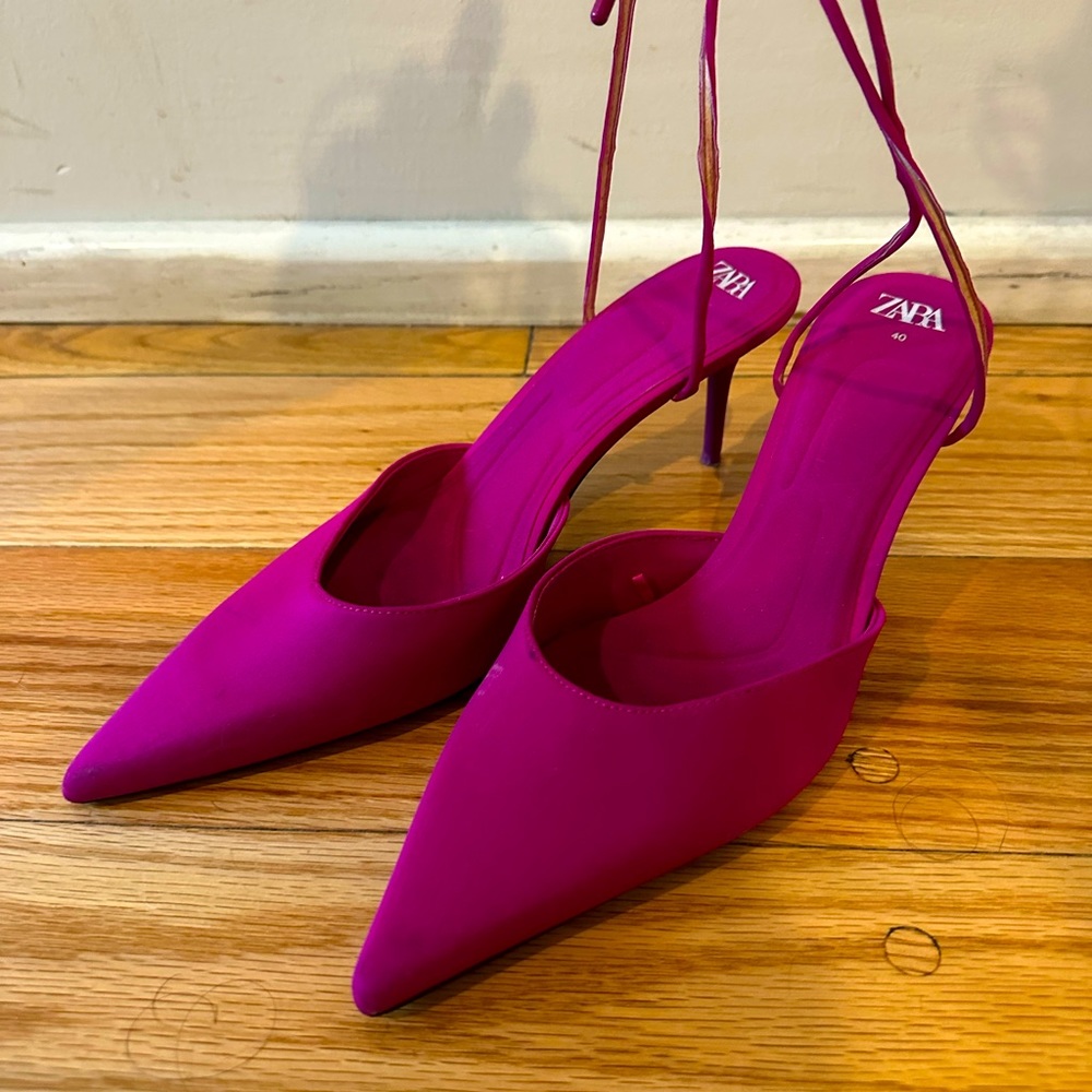 Hot pink Zara mules